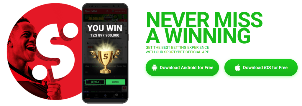 Preview of SportyBet app