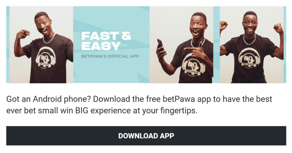 Preview of Betpawa app