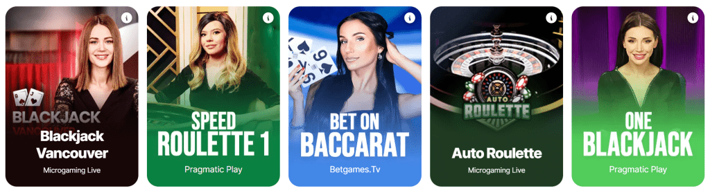 Preview of online casinos live games