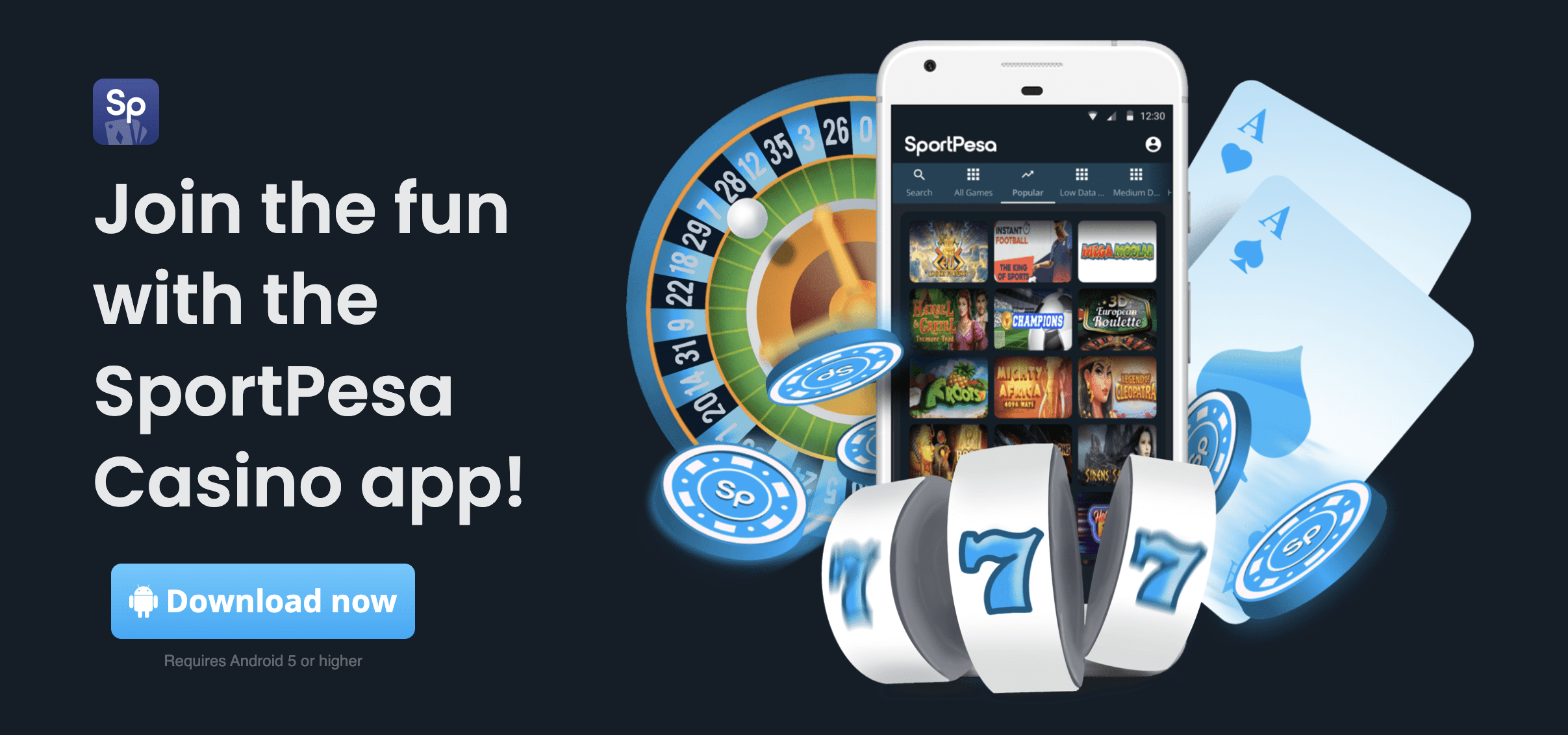 Preview of SportPesa casino mobile app